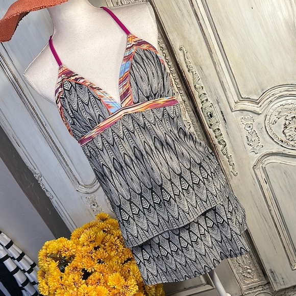 PrAna Patterned Halter Neck Two Piece Swim Dress - Picture 3 of 13